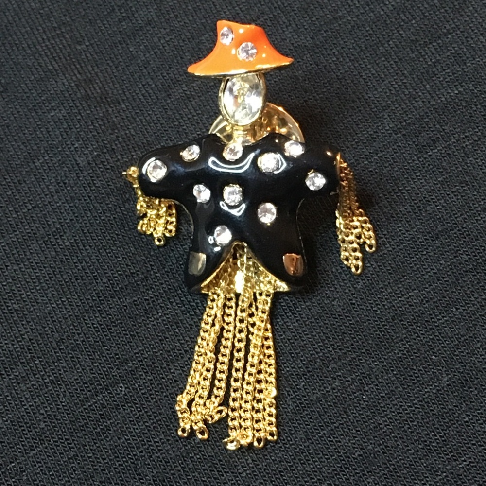 Vintage Ballou Reg’d Rhinestone Scarecrow Pin.